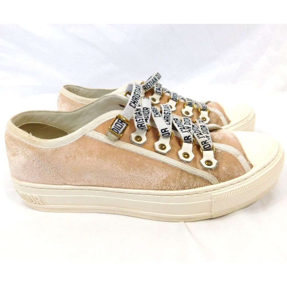 Christian Dior Peach Velvet Low Top Sneakers Walk 'N' Dior 38 - Picture 4 of 14